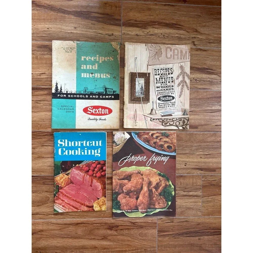 Vintage Cookbook Lot Sexton Schools Camps Proper Frying Retro Recipe Books